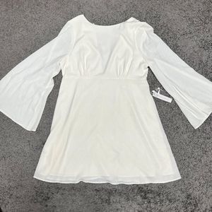 NWT Mod Cloth Ivory Bell Sleeve Mini Dress Sz L  Just A Little Lovin’ Retro